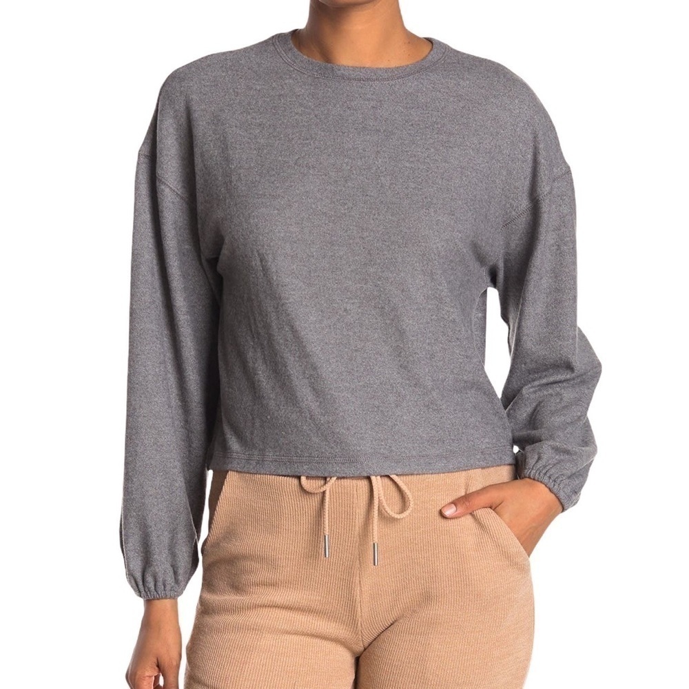 Elodie Brushed Knit Long Sleeve Sweater Heather Grey XL NWT